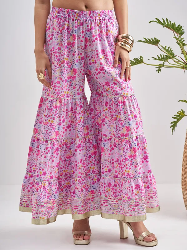 Vishudh Women Multi Printed Kurta With Sharara And Dupatta