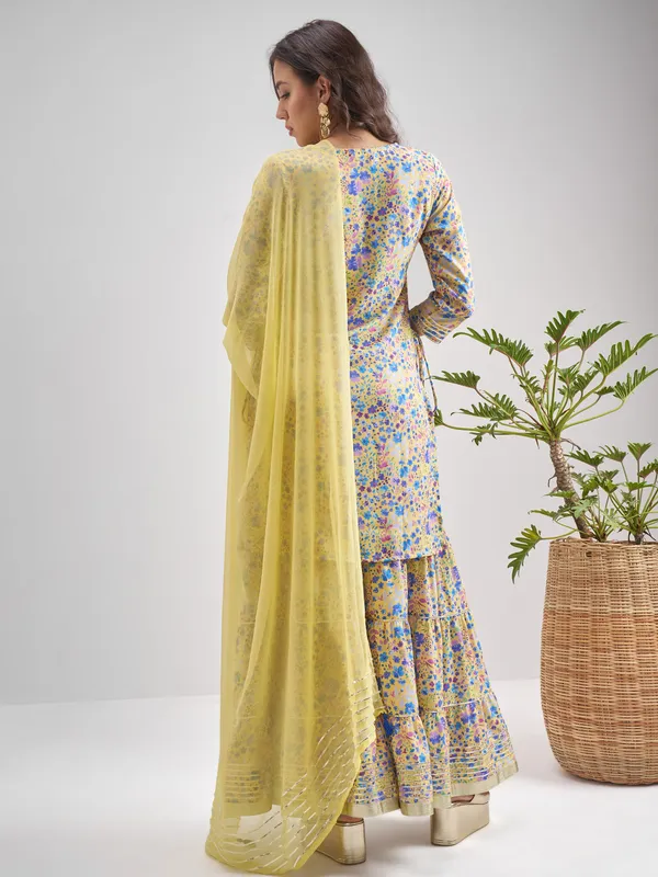 Vishudh Women Multi Printed Kurta With Sharara And Dupatta