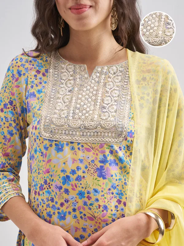 Vishudh Women Multi Printed Kurta With Sharara And Dupatta