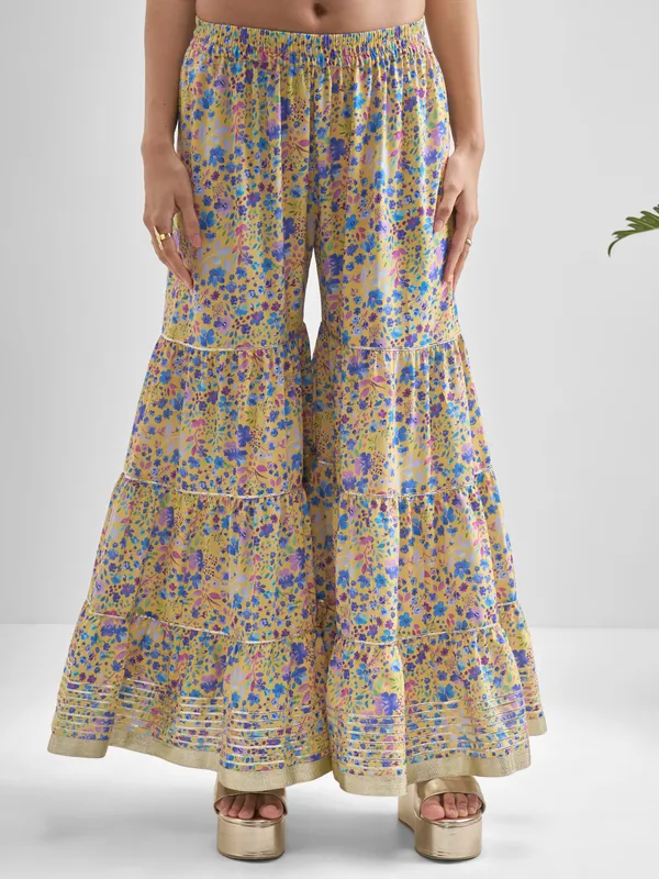 Vishudh Women Multi Printed Kurta With Sharara And Dupatta