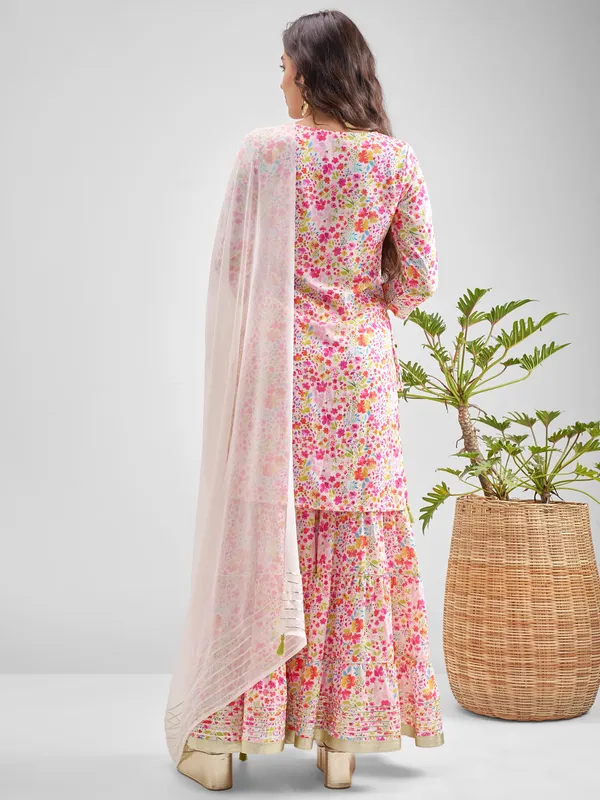 Vishudh Women Multi Printed Kurta With Sharara And Dupatta