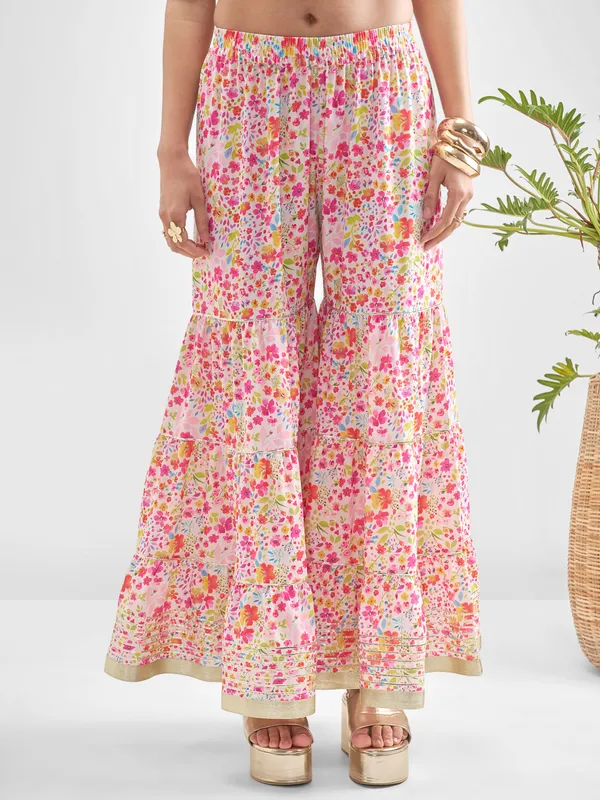 Vishudh Women Multi Printed Kurta With Sharara And Dupatta