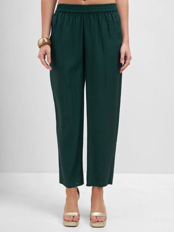 Vishudh Women Teal Embroidered Kurta And Trouser With Dupatta