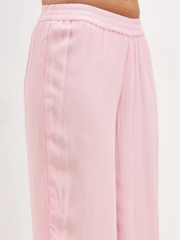 Vishudh Women Pink Embroidered Kurta And Palazzo With Dupatta