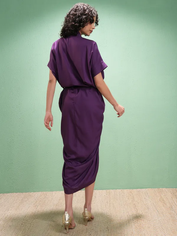 Vishudh Women Purple Solid Kaftan Dress