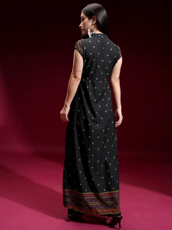  Vishudh Women Black Printed A-Line Kurtas