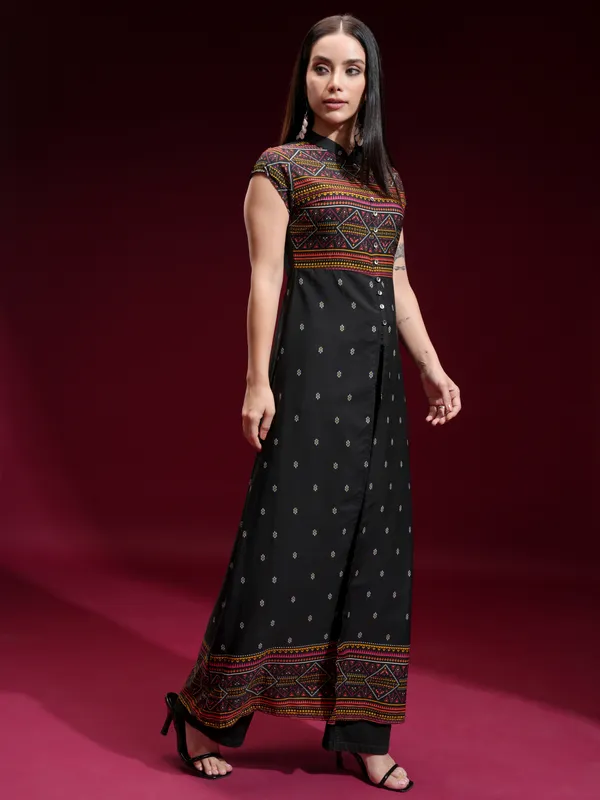  Vishudh Women Black Printed A-Line Kurtas