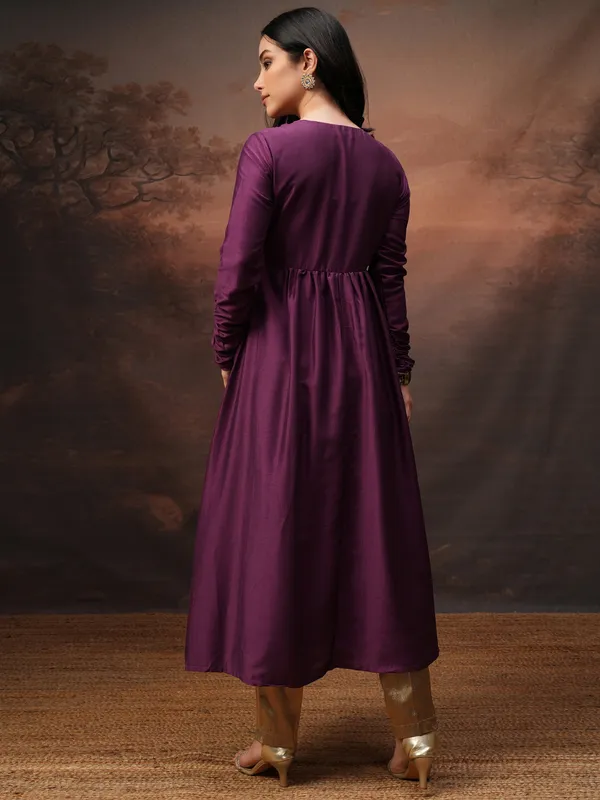 Vishudh Women Purple Solid A-Line Kurta