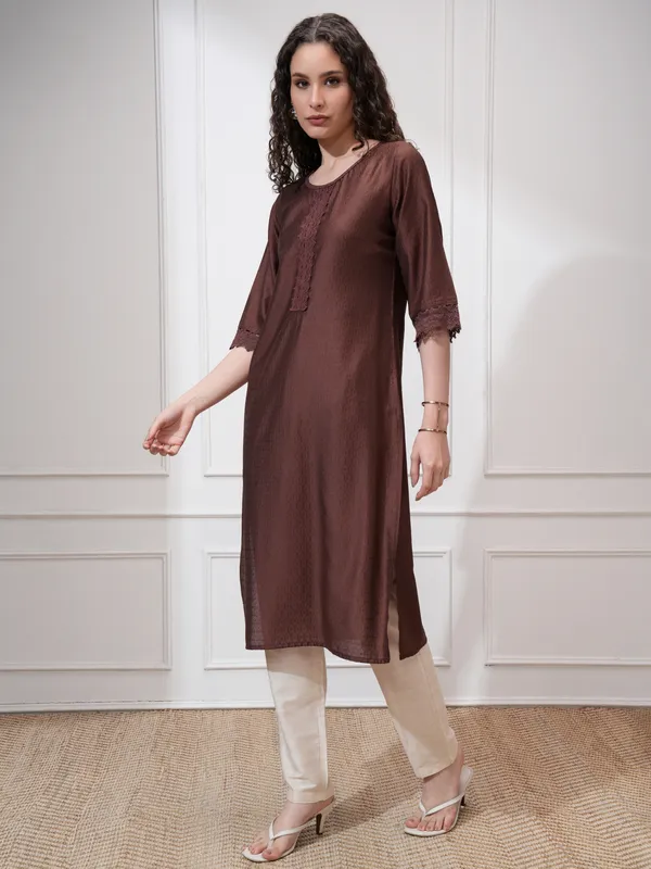 Self Design Straight Kurta