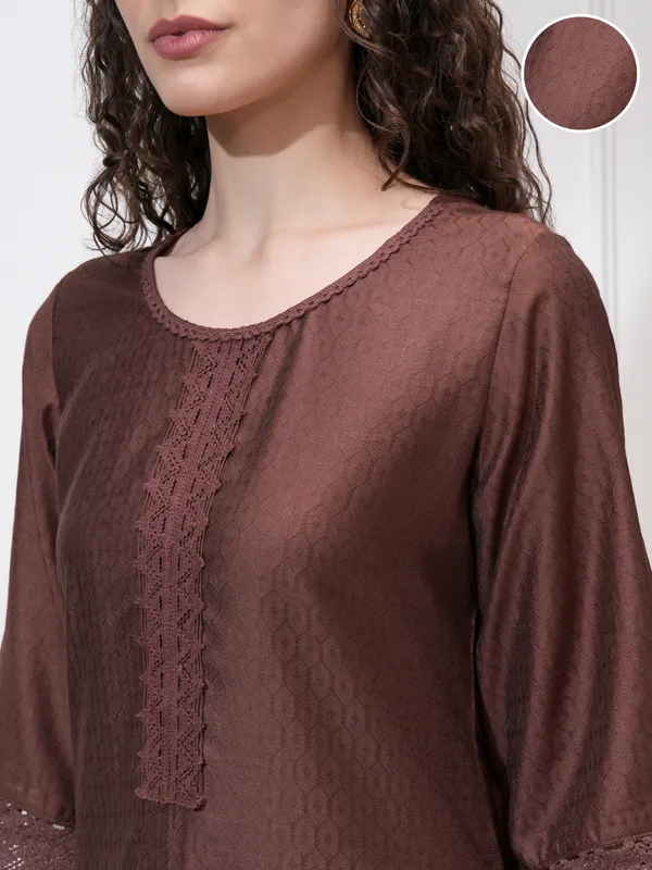 Self Design Straight Kurta