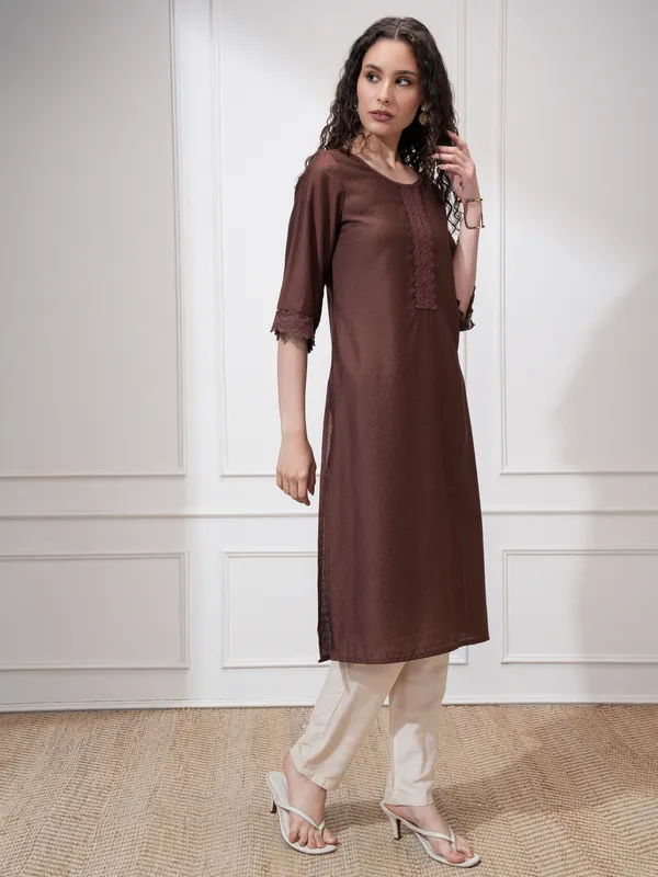 Self Design Straight Kurta