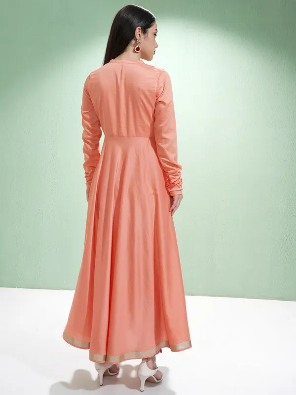 Vishudh Women Coral Embroidered A-Line Kurta