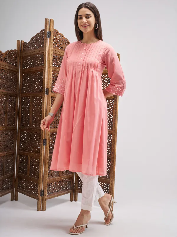 Embroidered A-Line Kurta