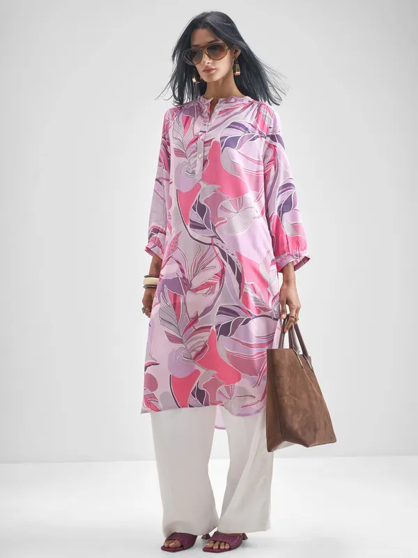 Vishudh Women Purple Printed Straight Kurta