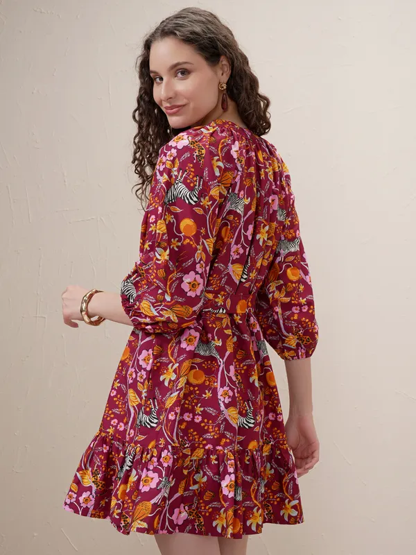 Printed Drop-Waist Dress