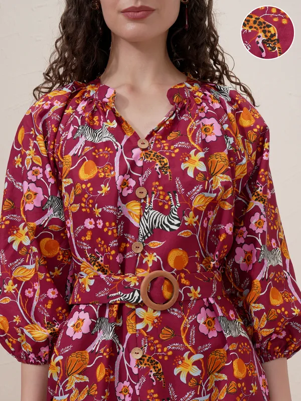 Printed Drop-Waist Dress