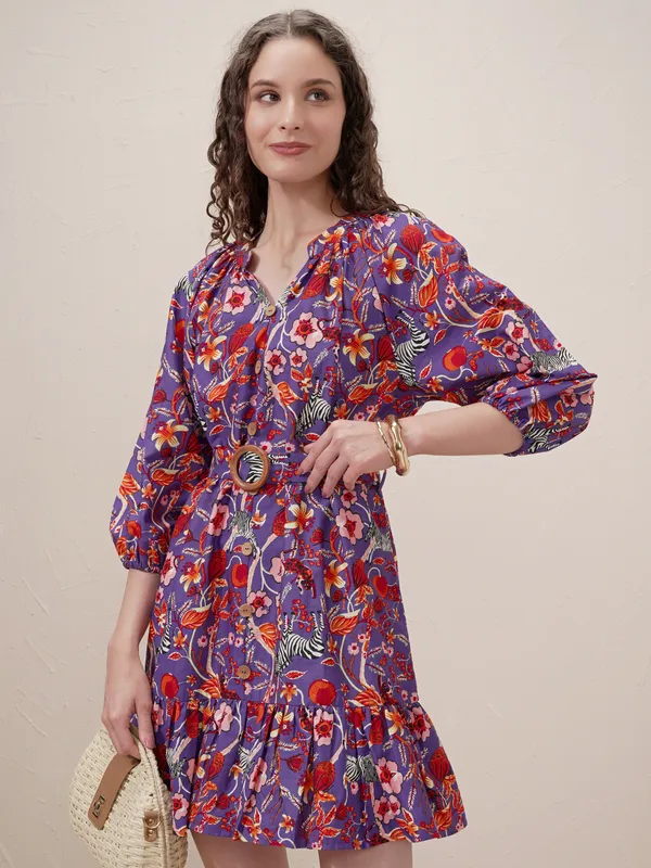 Printed Drop-Waist Dress