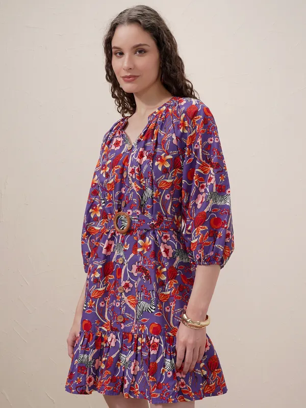 Printed Drop-Waist Dress