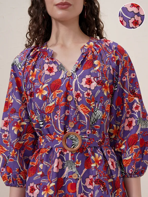 Printed Drop-Waist Dress