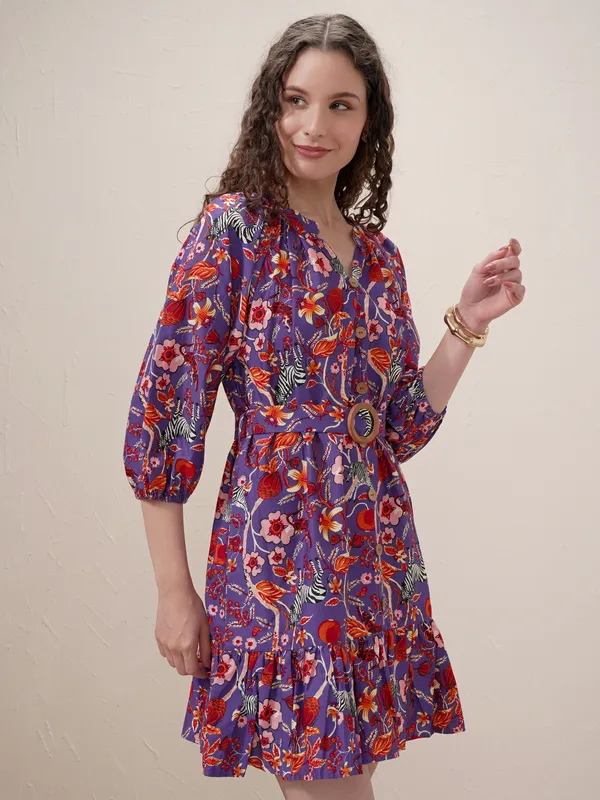 Printed Drop-Waist Dress