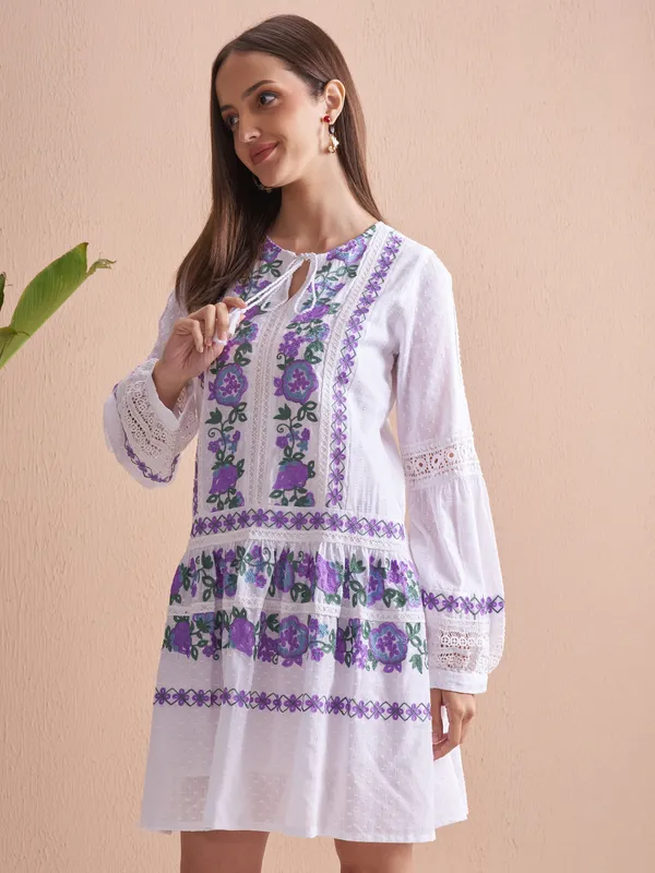 Embroidered Fit and Flare Dress