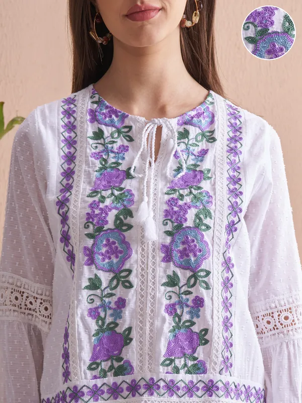 Embroidered Fit and Flare Dress