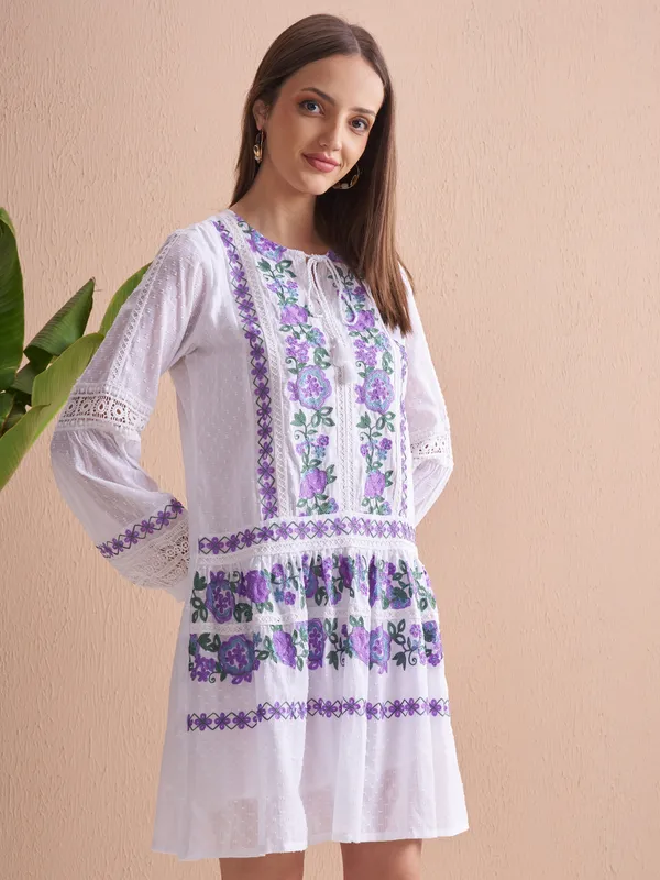 Embroidered Fit and Flare Dress