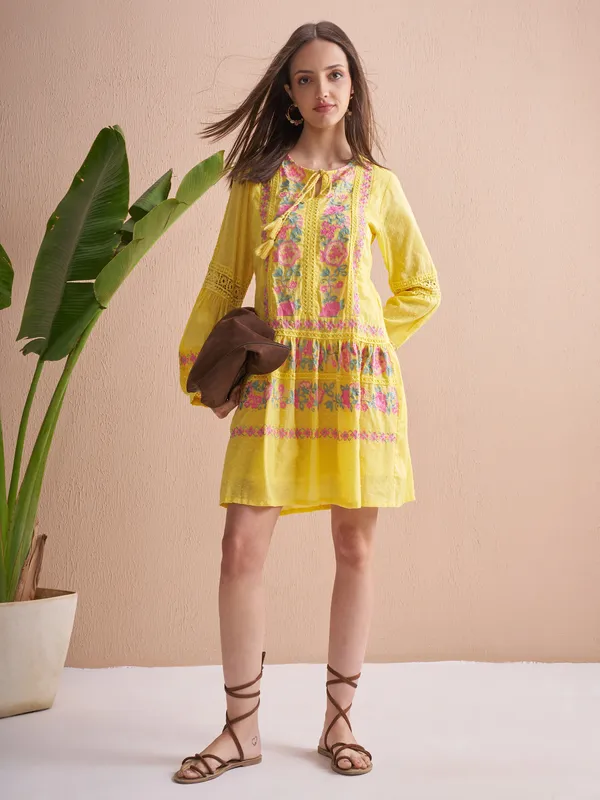 Embroidered Fit and Flare Dress