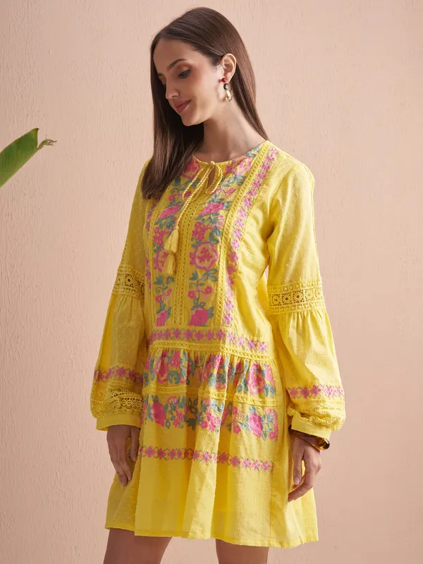 Embroidered Fit and Flare Dress