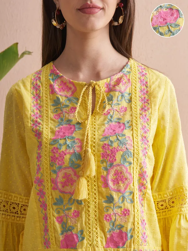 Embroidered Fit and Flare Dress