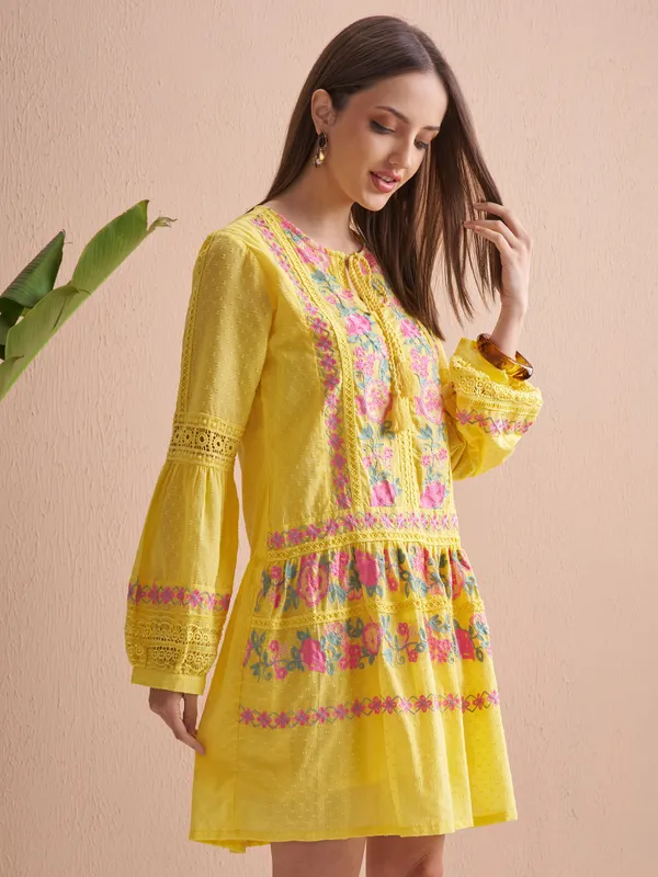 Embroidered Fit and Flare Dress