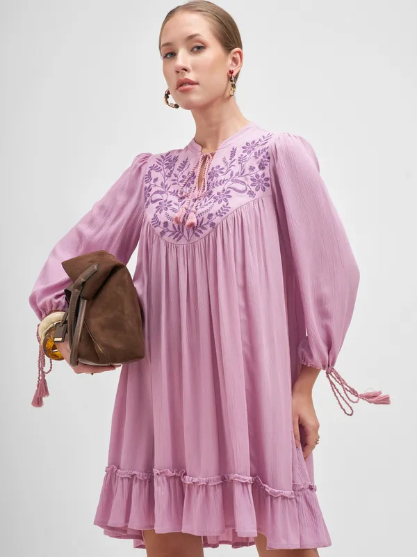 Embroidered A-Line Dress