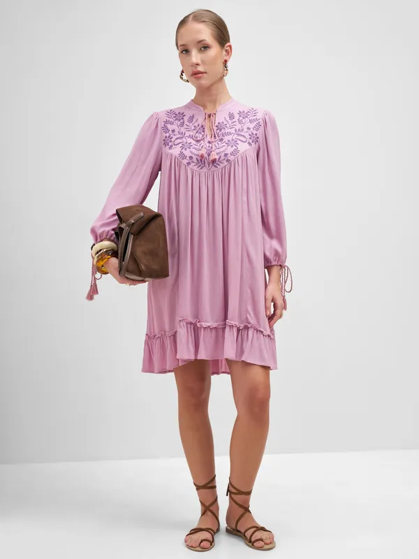 Embroidered A-Line Dress