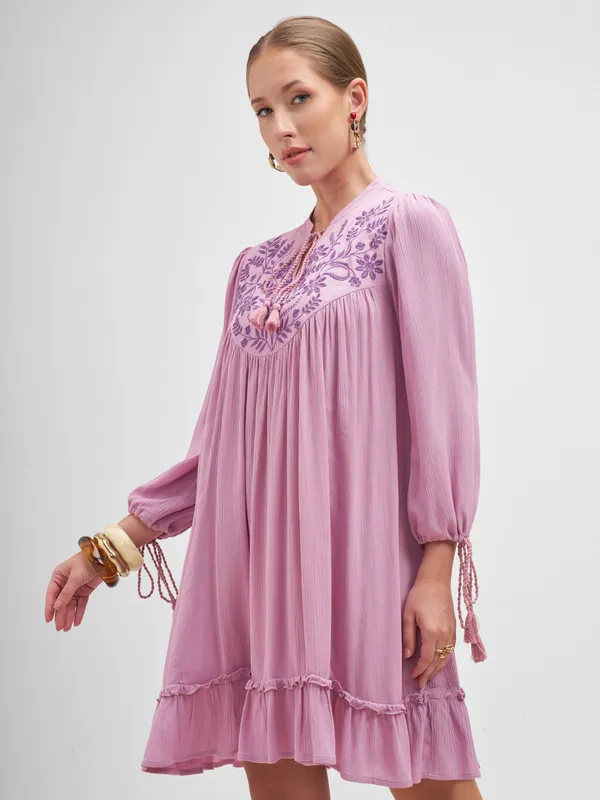 Embroidered A-Line Dress