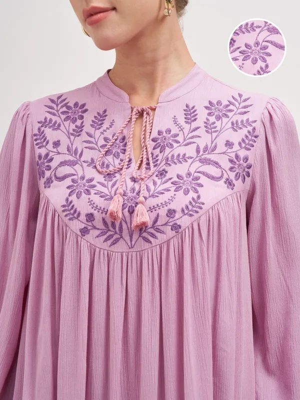 Embroidered A-Line Dress