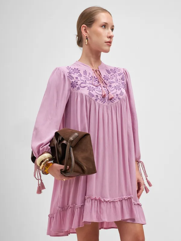 Embroidered A-Line Dress