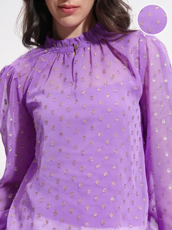 Embellished Shirt Style Top