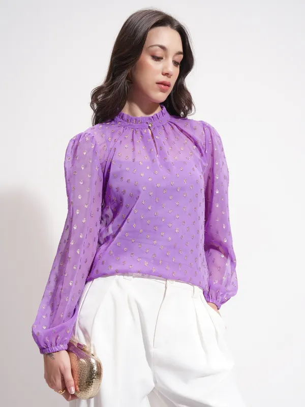 Embellished Shirt Style Top