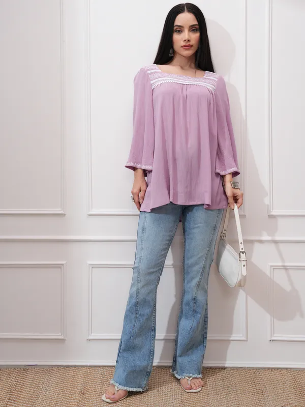 Embroidered A-Line Top