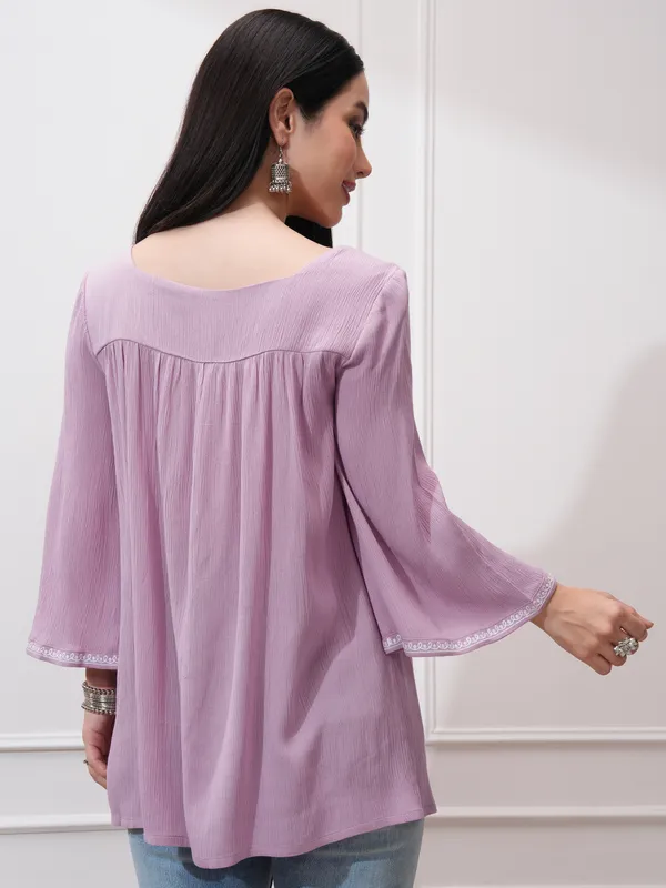 Embroidered A-Line Top