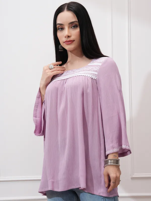 Embroidered A-Line Top