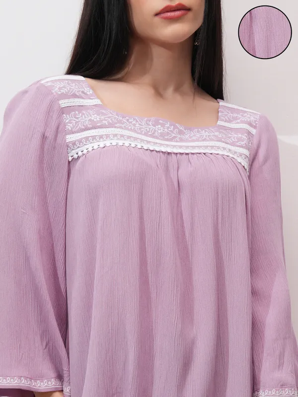 Embroidered A-Line Top