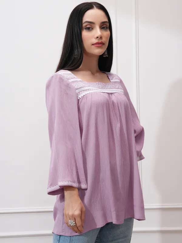 Embroidered A-Line Top