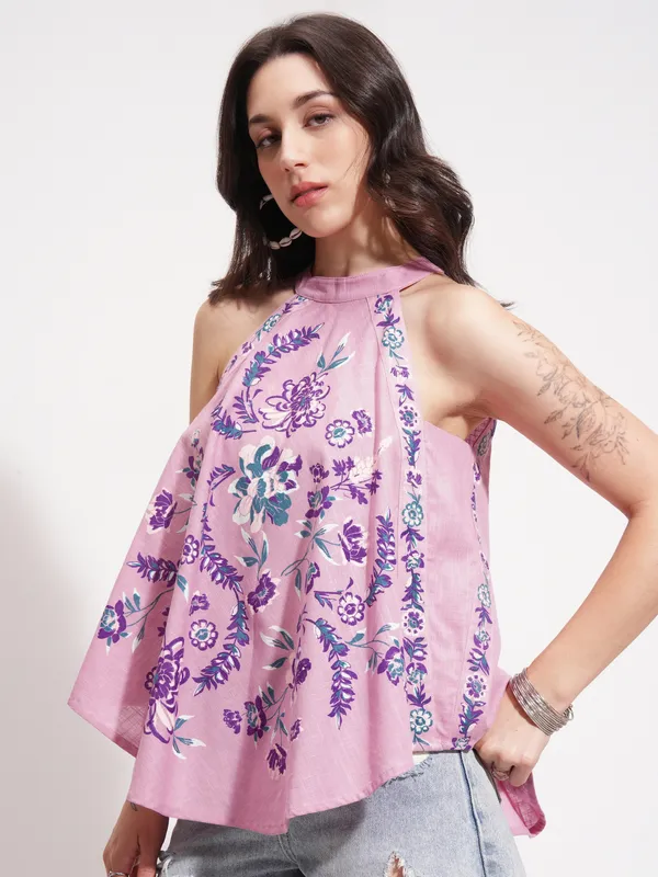 Vishudh Women Pink Printed Top