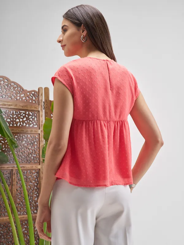 Vishudh Women Peach Embroidered Top