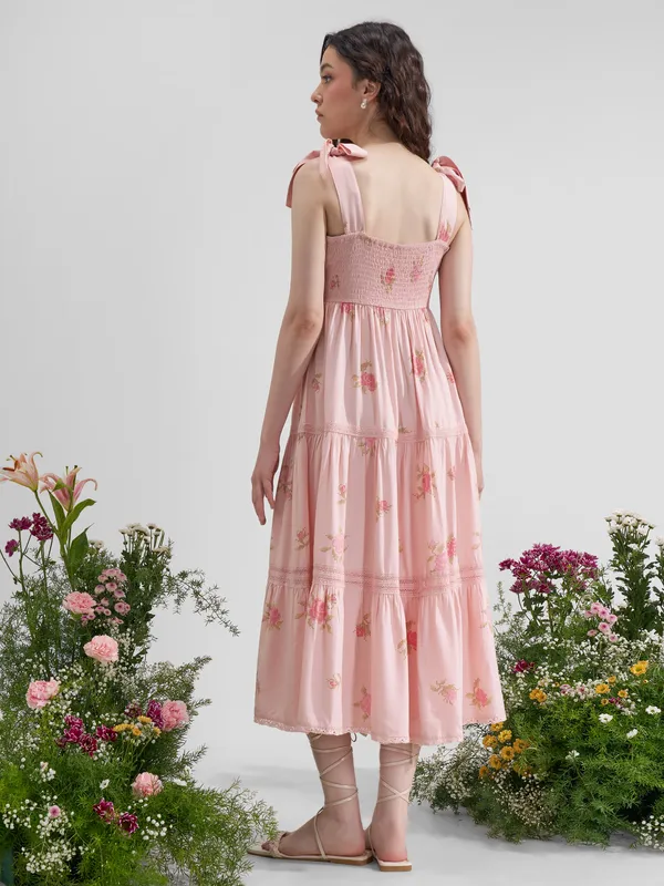 Vara By Vishudh Women Pink Printed Maxi Dress