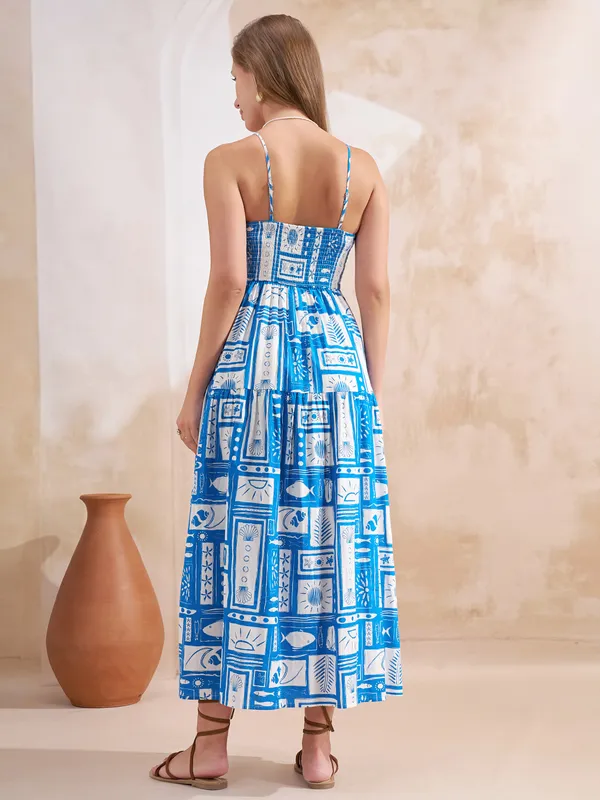 Vara By Vishudh Women Blue Printed Maxi Dress