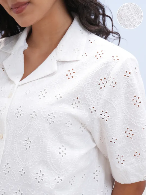 Vara By Vishudh Women White Shirt With Short