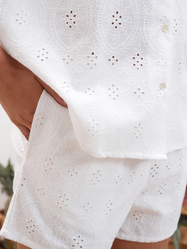 Vara By Vishudh Women White Shirt With Short