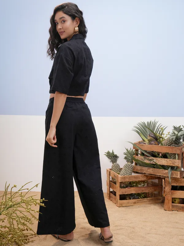 Vara By Vishudh Women Black Shirt With Palazzos